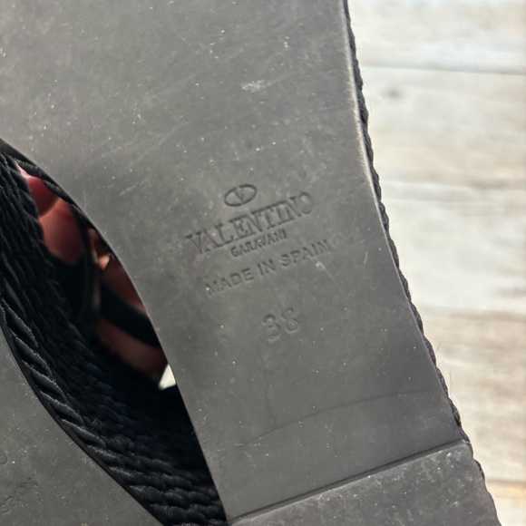 Valentino Rockstud Torchon leather espadrille wedge sandals 38 - Picture 12 of 16